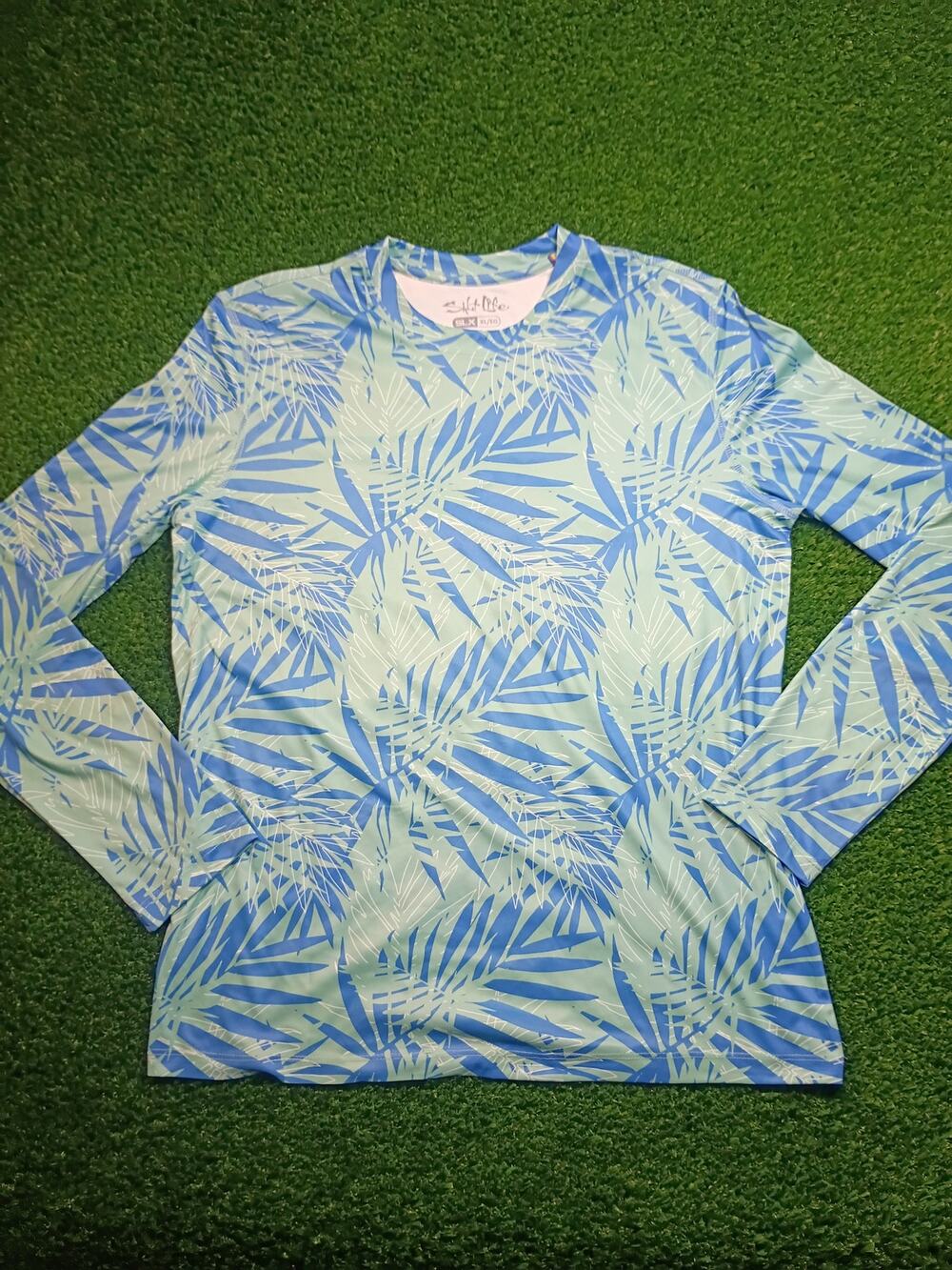 Salt Life SLX Men's XL Blue Camo Short Sleeve Performance Shirt